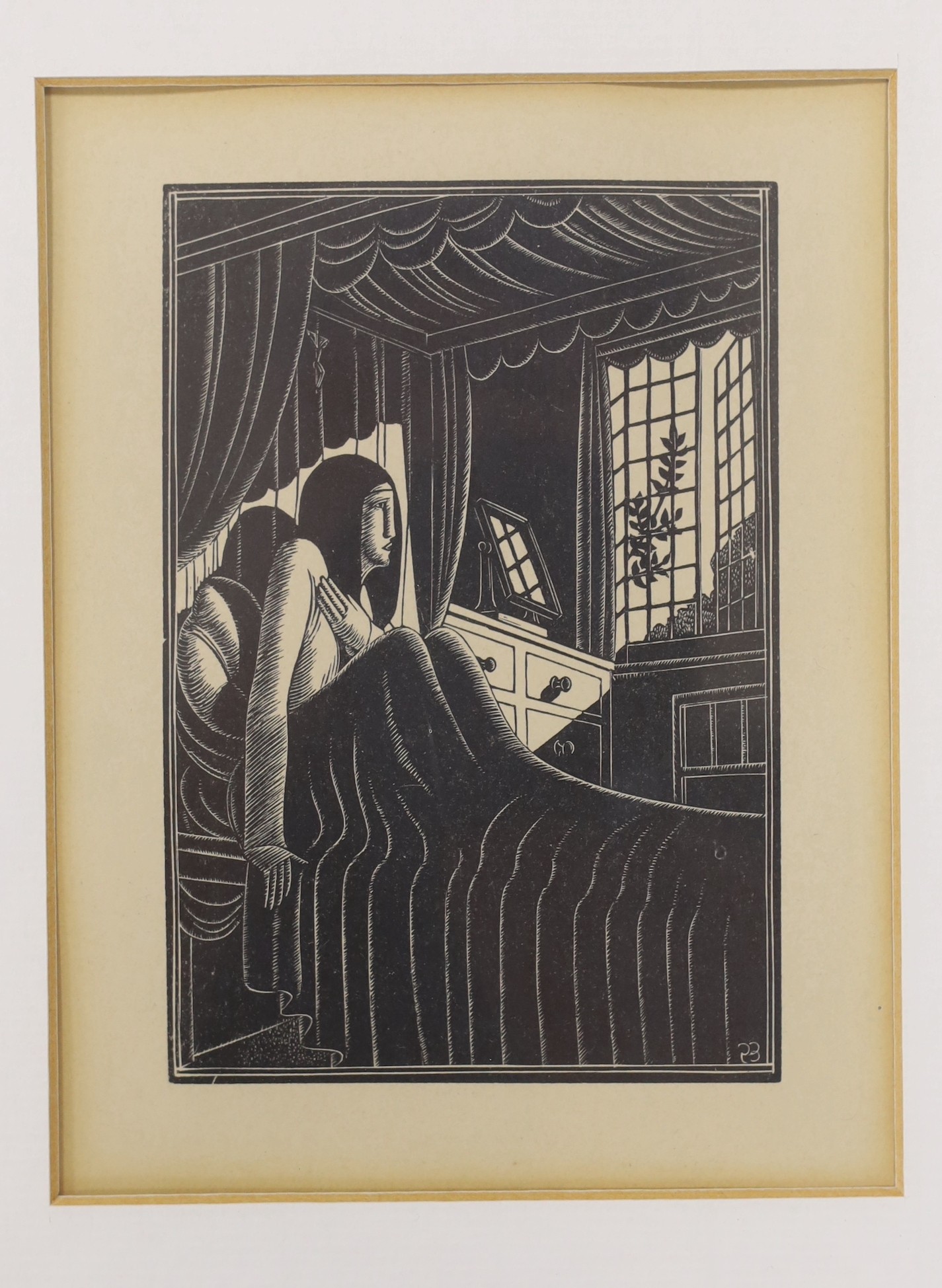 Eric Gill (1882-1940), wood engraving, 'Girl Sleeping', see reference - Engravings by Eric Gill, Douglas Cleaverdon, Bristol, 1929 - PL 76, 11.5 x 8cm